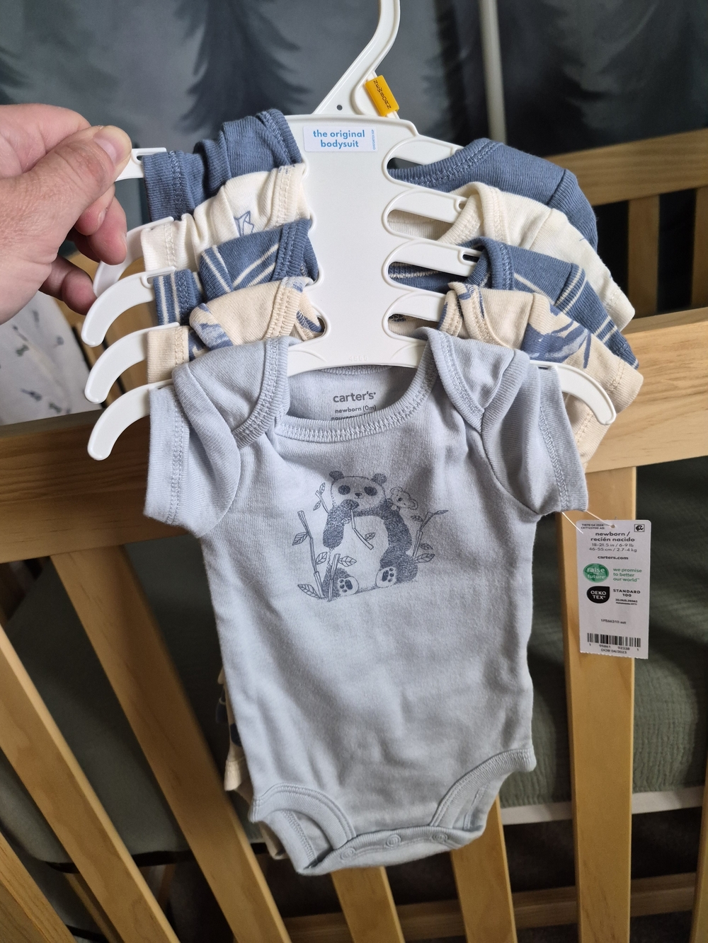 Carter's Light Blue Panda Short-Sleeve Bodysuit Set with Cream and Blue Accents